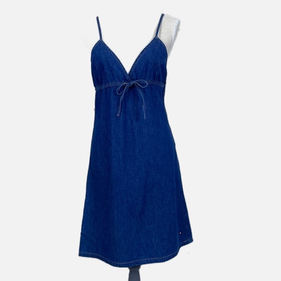 Tommy Jeans Denim Empire Waist Sundress Size M EUC - Picture 1 of 11